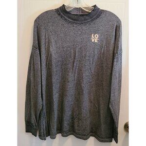 Victoria's Secret PINK Women's Long Sleeve Mock Neck Burnout T Shirt Gray Size S